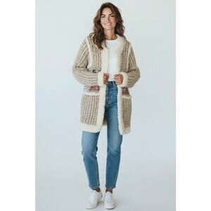 Vintage Riddles By Elliot’s Sweater Large Coastal Chunky Knit Cardigan Boho